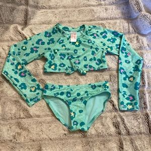 Two piece swim size 6/7 leopard print